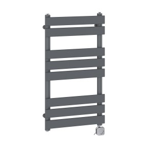 Juva 800 x 450mm Sand Grey Flat Panel Electric Thermostatic Heated Designer Towel Rail