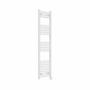 Fjord 1600 x 400mm Curved White Thermostatic Touch Control Electric Heated Towel Rail