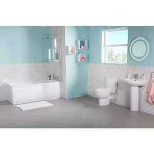 Lima Bathroom Suite with Right Hand P Shape Shower Bath