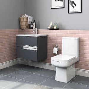 Boston Toilet & Grey Vanity Unit Cloakroom Suite