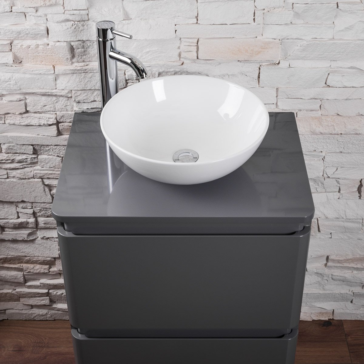 Modern Serene Gloss Grey Bathroom Furniture Vanity Units