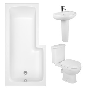 Lima Modern Bathroom Suite with L-Shape Shower Bath - Left Hand - 1700mm