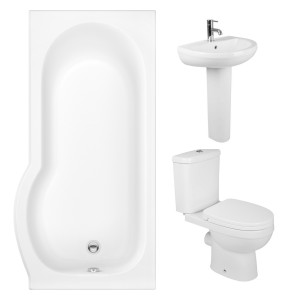 Lima Modern Bathroom Suite with P-Shape Shower Bath - Right Hand - 1675mm
