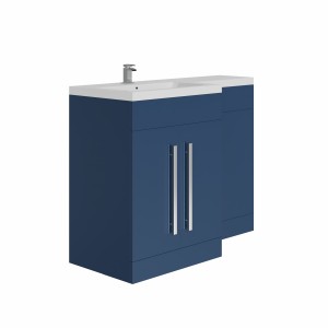 Calm Matt Blue Left Hand Combination Vanity Set with Concealed Cistern (No Toilet)