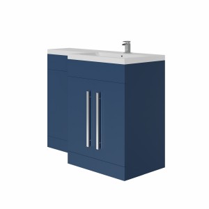 Calm Matt Blue Right Hand Combination Vanity Set with Concealed Cistern (No Toilet)