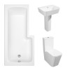 Cordoba Square Modern Bathroom Suite with L-Shape Shower Bath - Left Hand - 1700mm