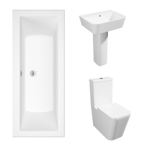 Cordoba Square Modern Bathroom Suite with Double Ended Bath - 1700 x 700mm