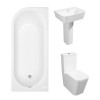 Cordoba Square Modern Bathroom Suite with J-Shape Bath - Right Handed - 1700mm