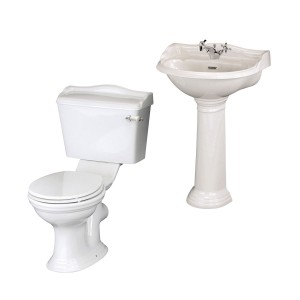 Dorchester Close Coupled Toilet & 600mm 1 Tap Hole Basin Cloakroom Suite