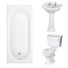 Dorchester Traditional Bathroom Suite 600mm 2 Tap Hole Basin with Single Ended Bath - 1700 x 700mm