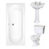 Dorchester Traditional Bathroom Suite 600mm 2 Tap Hole Basin with Double Ended Bath - 1700 x 750mm