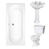 Dorchester Traditional Bathroom Suite 500mm 2 Tap Hole Basin with Double Ended Bath - 1700 x 750mm