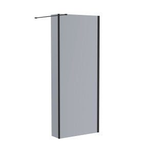 Wasdale 800mm Wet Room Screen with 200mm Hinged Wet Room Return Screen - Black Smoked