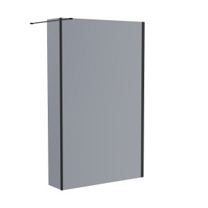 Wasdale 1000mm Wet Room Screen with 200mm Hinged Wet Room Return Screen - Black Smoked