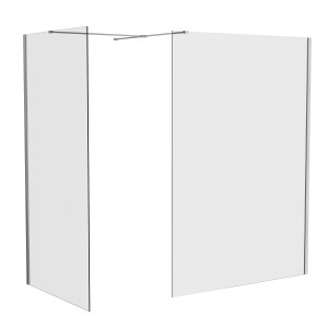 Wasdale 1100mm Wet Room Screen with 700mm Wet Room Screen - Chrome