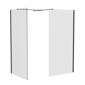 Wasdale 760mm Wet Room Screen with 700mm Wet Room Screen - Black