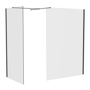 Wasdale 1100mm Wet Room Screen with 700mm Wet Room Screen - Black