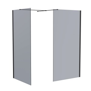 Wasdale 760mm Wet Room Screen with 700mm Wet Room Screen - Black Smoked