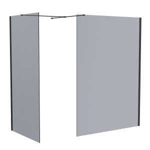 Wasdale 1100mm Wet Room Screen with 700mm Wet Room Screen - Black Smoked