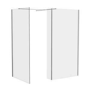 Wasdale 700mm Wet Room Screen, 700mm Wet Room Screen with 200mm Wet Room Return Screen - Chrome
