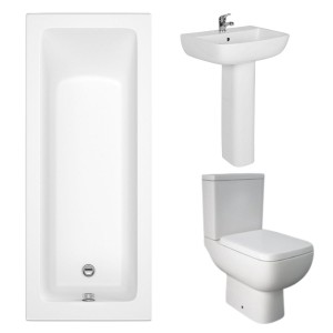 RAK Series 600 Modern Bathroom Suite and Single Ended Bath with Front Panel - 1700 x 700mm