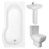 RAK Series 600 Modern Bathroom Suite with P-Shape Shower Bath - Right Hand - 1500mm