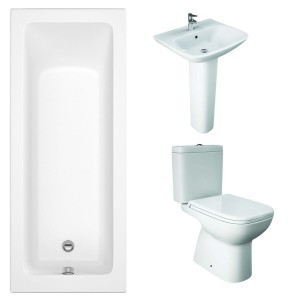RAK Origin Modern Bathroom Suite and Single Ended Bath with Front Panel - 1700 x 750mm