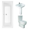 RAK Tonique Close Coupled Closed Back Modern Bathroom Suite with Double Ended Bath with Front Panel - 1700 x 750mm