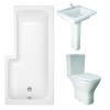 RAK Resort Maxi Open Back Toilet with 550mm Basin Modern Bathroom Suite with L-Shape Shower Bath - Right Hand - 1500mm