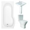 RAK Resort Maxi Open Back Toilet with 550mm Basin Modern Bathroom Suite with P-Shape Shower Bath and Front Panel - Left Hand - 1500mm