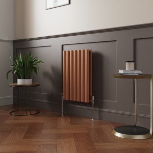 Norden 600 x 414mm Metallic Bronze Double Oval Column Horizontal Designer Radiator