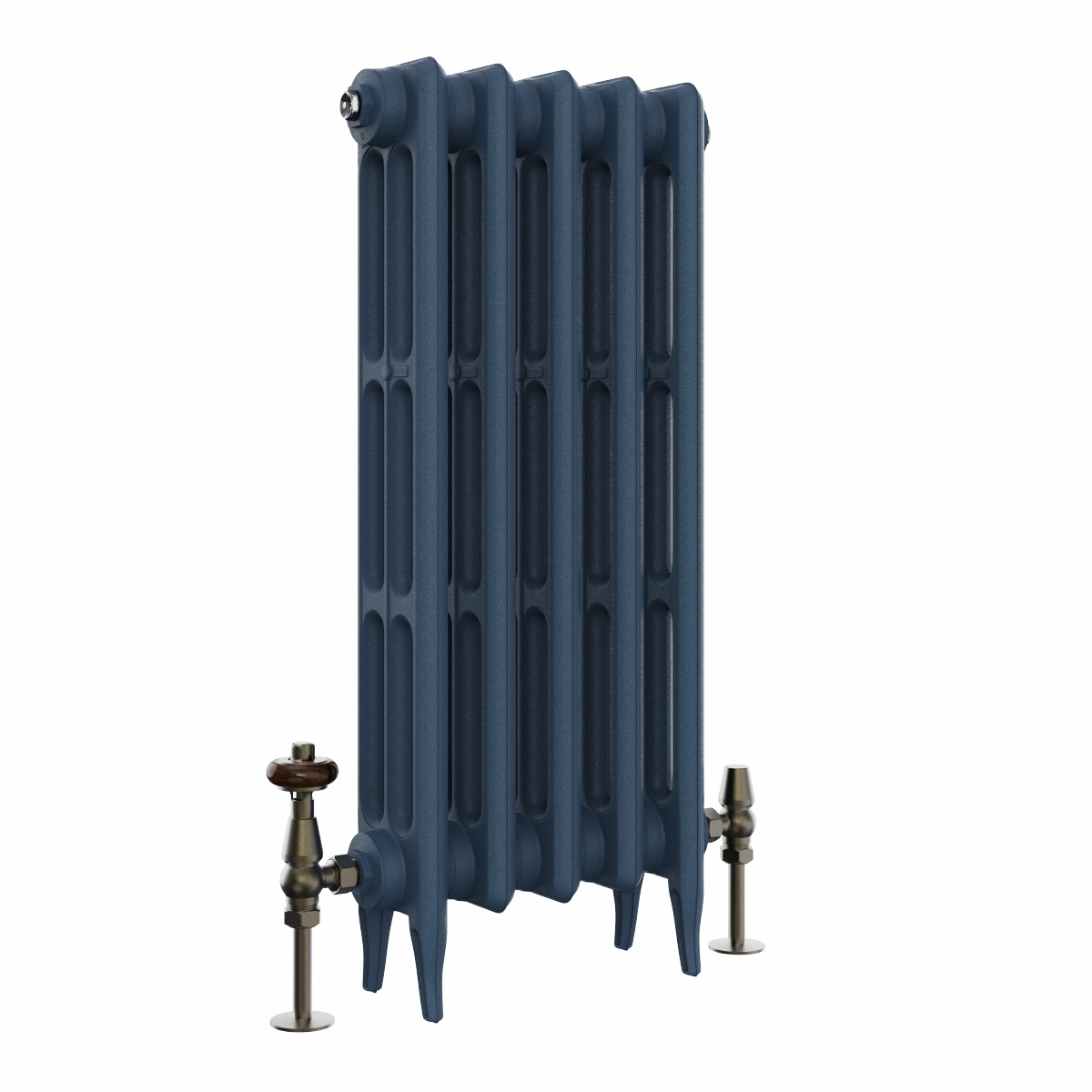 Classic  745 x 344mm  Farrow & Ball Hague Blue Triple Column Cast Iron Radiator - 5 Sections