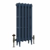 Classic  745 x 344mm  Farrow & Ball Hague Blue Triple Column Cast Iron Radiator - 5 Sections