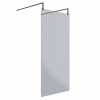Wasdale 1000mm Black Smoked Walk Through Wet Room Screen With L-Shape Support Arms