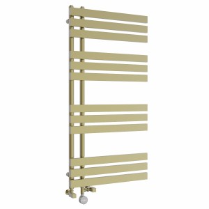 Koli 1200 x 600mm Dual Fuel Brushed Brass Thermostatic Touch Control Electric Heated Towel Rail