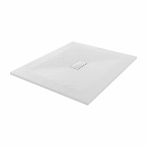 Terra - 1200x1000mm Slate Effect Rectangle Shower Tray White