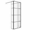 Wasdale 800mm Black Grid Walk Through Wet Room Screen with 215mm Hinged Return Screen
