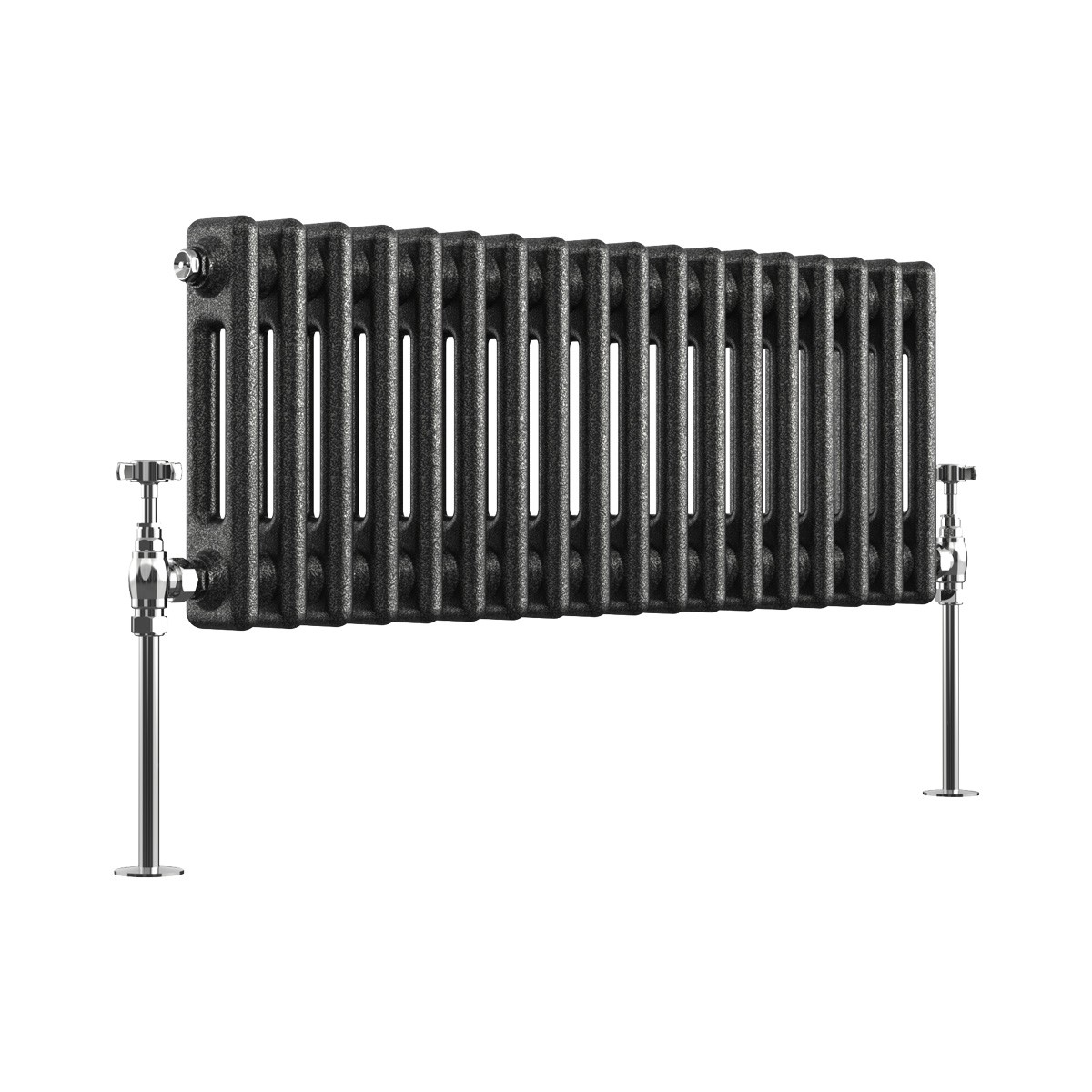 Bern 300 x 830mm Black Silver Double Column Horizontal Traditional Radiator