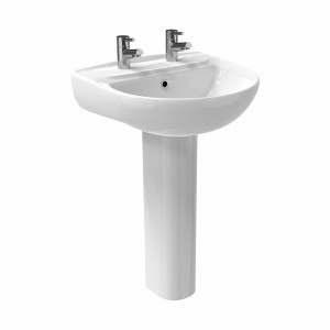 Splash 550mm 2TH Basin with Full Pedestal