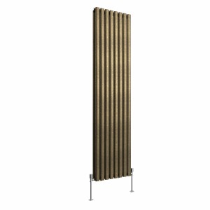 Norden 1800 x 473mm Black Gold Double Vertical Oval Column Designer Radiator