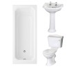 Dorchester Traditional Bathroom Suite 600mm 2 Tap Hole Basin with Traditional Single Ended Bath - 1700 x 750mm
