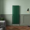 Norden 1600 x 591mm Moss Green Single Oval Column Vertical Designer Radiator