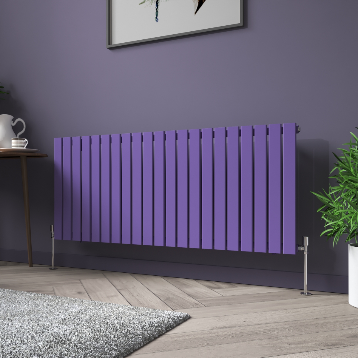 Karlstad 600 x 1430mm Elegant Purple Single Horizontal Flat Panel Designer Radiator