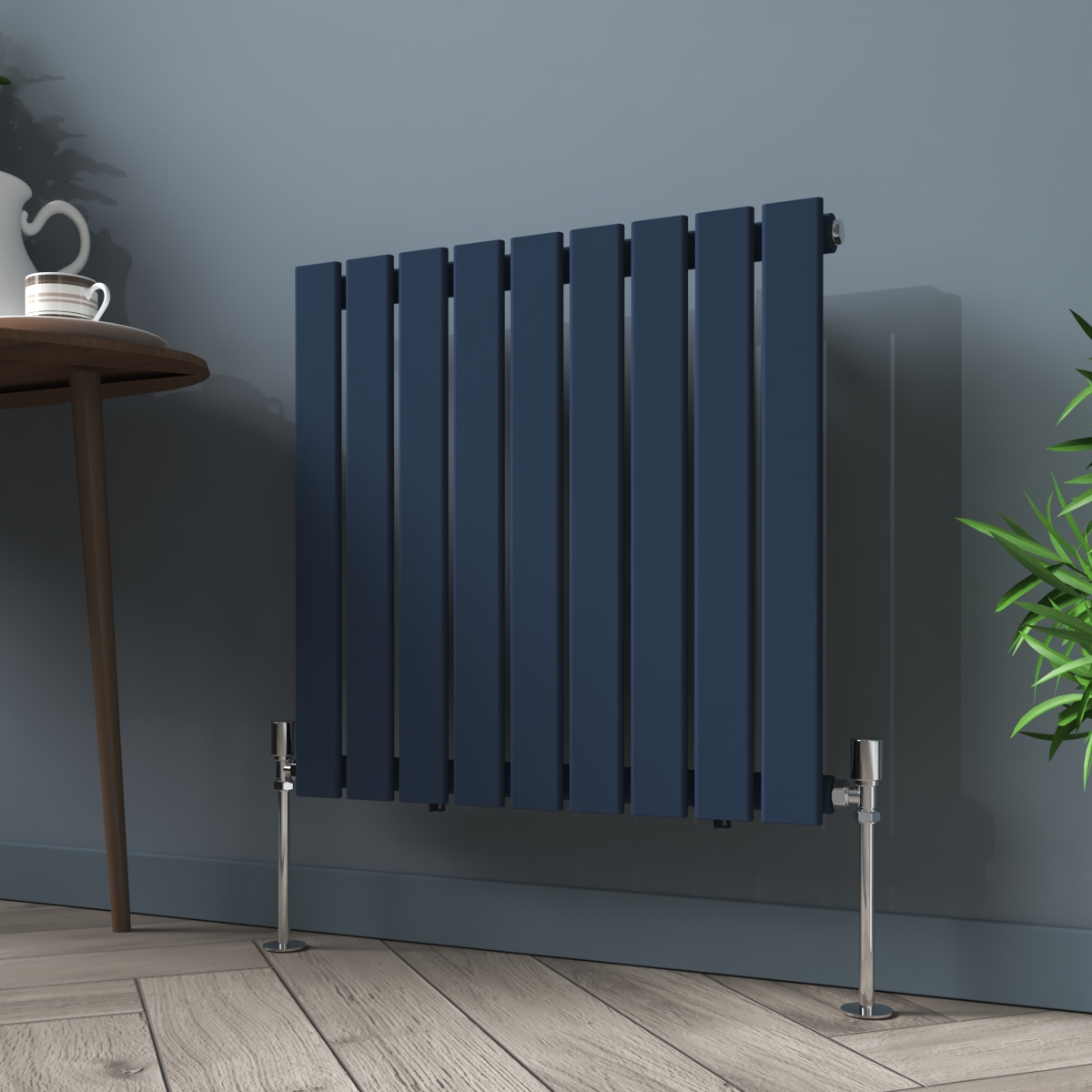 Karlstad 600 x 614mm Sapphire Blue Single Horizontal Flat Panel Designer Radiator