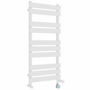 Juva 1000 x 450mm Dual Fuel White Flat Panel Thermostatic Touch Control Electric Heated Towel Rail