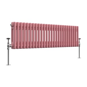 Bern 300 x 1190mm Rose Pink Double Column Horizontal Traditional Radiator