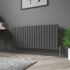 Karlstad 600 x 1430mm Black Silver Double Horizontal Flat Panel Designer Radiator