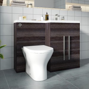Calm Grey Right Hand Combination Vanity Unit with Rak-Resort Toilet & Soft Close Seat & Concealed Cistern - 1100mm