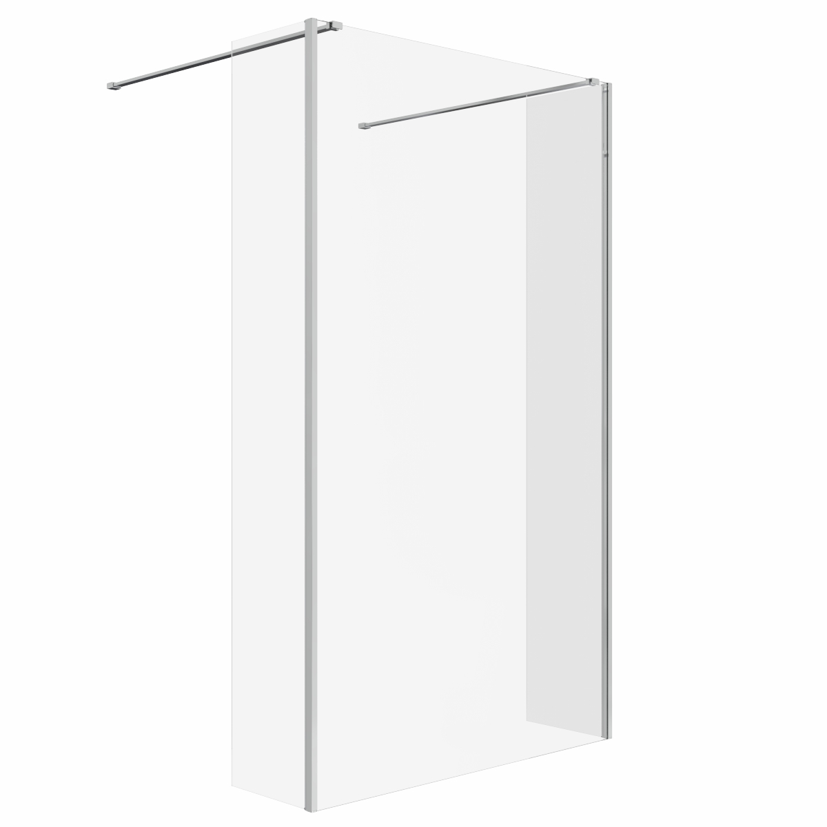 Wasdale 1215mm Chrome Walk Through Wet Room Screen with 300mm Hinged Return Screens