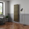 Norden 1800 x 591mm Black Gold Double Vertical Oval Column Designer Radiator